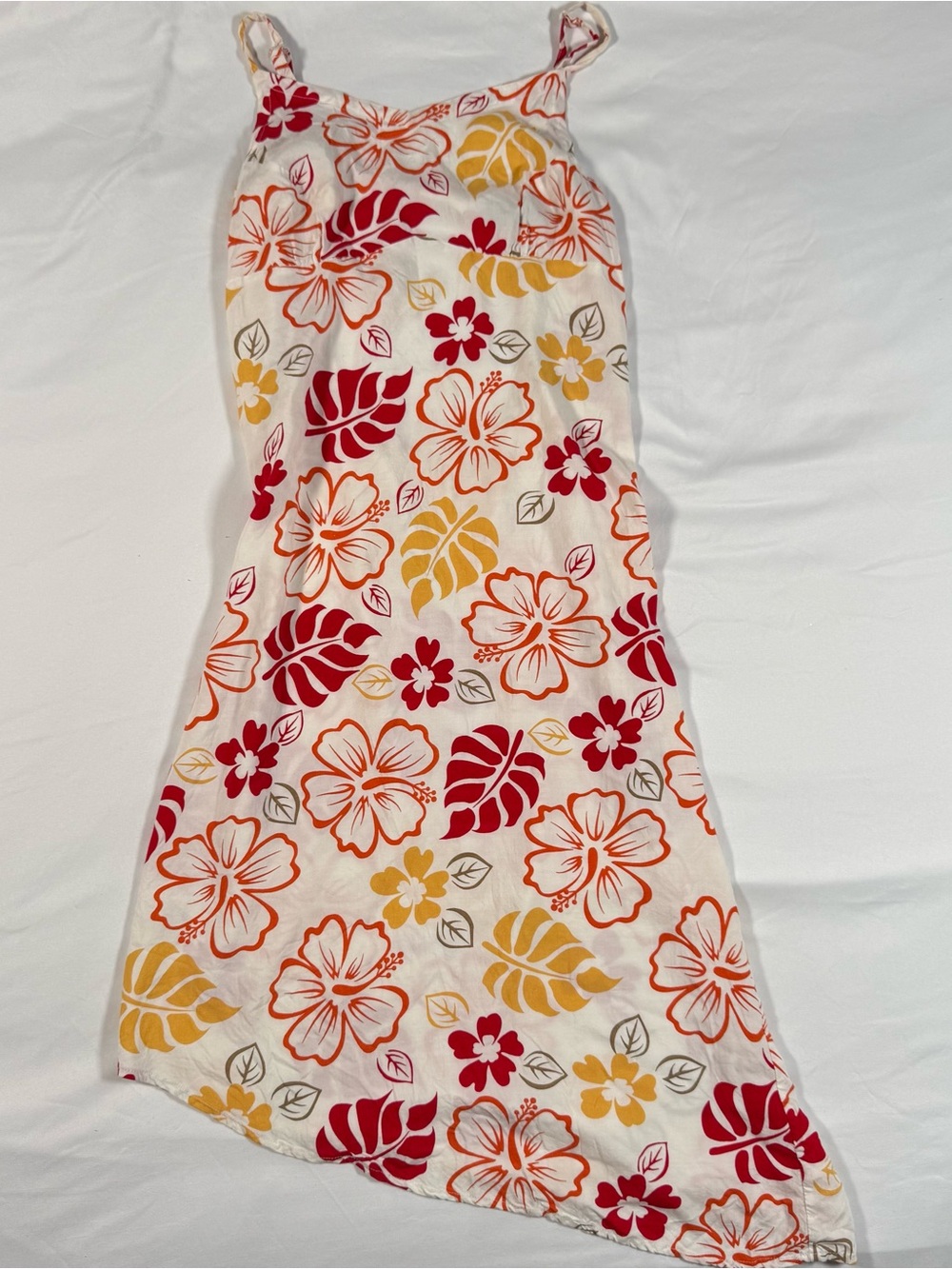 Tiki palm floral Hawaiian dress open back size medium